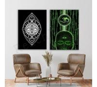 LMAIWANG Œil « I » - Champ énergétique - Alignement des chakras avec l'astrologie du zodiaque, Matrix Art Yoga Éveil à Om Poster vertical 30 x 45 cm x 2 cadres