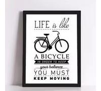 LMAIWANG La vie est comme un vélo - Impression sur toile - Citation inspirante - Décoration murale pour salon (50x70cm/sans cadre)