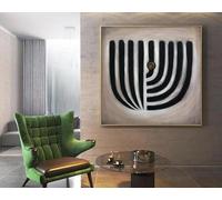 LMAIWANG Peinture abstraite, art mural juif, art minimaliste, peinture juive moderne, art mural texturé original, 70 x 70 cm, sans cadre