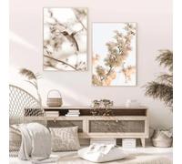 LMAIWANG Peinture classique sur toile avec paysage naturel, fleurs, herbe, plage, oiseaux, affiche murale, impression nordique, décoration moderne, 60 x 80 cm, sans cadre