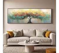 LMAIWANG Peinture de paysage Grand tableau représentant un arbre imposant, idéal pour le salon, décoration murale texturée (20 x 40 cm/cadre intérieur)