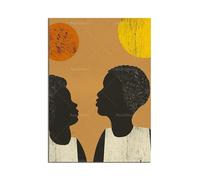 LMAIWANG Portrait de famille africain abstrait, homme et femme noirs, affiche décorative minimaliste d'art contemporain africain 60x90cm Sans cadre