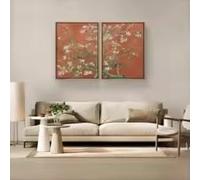 LMAIWANG Reproduction d'une affiche florale de Vincent Van Gogh représentant des amandiers en fleurs, décoration murale, tableau sur toile (80 x 120 cm x 2 / sans cadre)