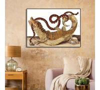 LMAIWANG Serpent corail, imprimé crocodile du XVIIIe siècle - Art vintage du serpent, ornement de reptile, dessin de serpent rouge, affiche décorative, cadre 80 x 120 cm