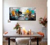 LMAIWANG Tableau abstrait aquarelle sur toile, encadré, décoration murale, style Art Déco classique minimaliste (70 x 140 cm/cadre intérieur)