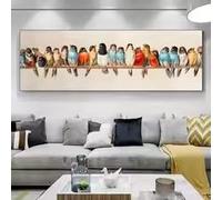 LMAIWANG Tableau abstrait classique représentant des oiseaux, imprimé sur toile HD, pour la décoration du salon, du bureau ou de la chambre (50 x 150 cm/cadre)