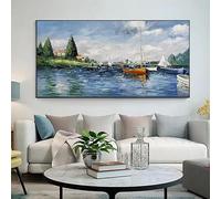 LMAIWANG Tableau abstrait classique représentant un paysage côtier, affiche sur toile HD, décoration murale pour chambre à coucher, esthétique de la pièce (60 x 120 cm/cadre intérieur)