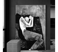 LMAIWANG Tableau abstrait moderne sur toile, affiche monochrome solitaire pour la décoration murale du salon (70x100cm/sans cadre)