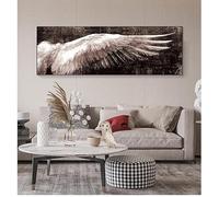 LMAIWANG Tableau d'ailes style pop art, décoration murale pour salon, ailes vintage, affiches et impressions murales, art mural en noir et blanc sur toile (70x140cm/sans cadre)