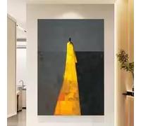 LMAIWANG Tableau décoratif abstrait à texture d'ombre solitaire, affiche contrastée jaune et noire pour la décoration murale (50x70cm/cadre intérieur)