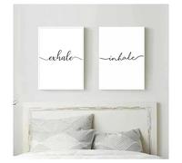 LMAIWANG Tableau décoratif nordique pour chambre, inspiration et expiration, style minimaliste noir et blanc, sur toile (40 x 60 cm x 2 / sans cadre)