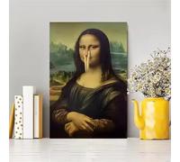 LMAIWANG Tableau humoristique vintage Mona Lisa avec nez couvert, affiche sur toile (20x30cm/sans cadre)