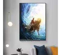 LMAIWANG Tableau sur toile « Jésus, donne-moi ta main », affiche moderne pour la décoration murale du salon (30 x 45 cm/cadre)