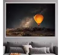 LMAIWANG Tableau sur toile représentant un paysage de montgolfière en Cappadoce, affiche de scène nocturne, décoration murale pour la maison (40 x 60 cm/cadre intérieur)