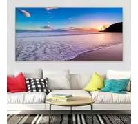 LMAIWANG Tableau sur toile représentant une plage, art mural, affiche, impression, illustration d'art océanique, décoration de chambre (70 x 140 cm/cadre intérieur)