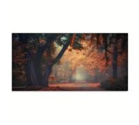 LMAIWANG Tableau sur toile tendue grand format « Chemin forestier d'automne » pour la décoration murale du salon, paysage forestier moderne (30 x 60 cm, sans cadre)