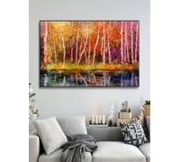 LMAIWANG Toile imprimée représentant un paysage d'arbres d'automne colorés, art mural moderne pour la décoration du salon (50 x 100 cm/sans cadre)