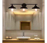 LMAMZ Applique Miroir Salle de Bain Retro, Lampe Murale Interieur Imperméable avec 4 Lumières, Luminaire Murale Cabinet Vintage Industrielle avec Métal Abat Jour pour Chambre Hotel,A