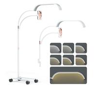 Lmaqfum Lampe Demi-Lune, Extension de Cils 2 en 1 avec Support à Roulettes et Bras Pivotant de 50 cm, 7 Couleurs et Gradation en Continu pour Studios De Beauté, Soins de la Peau, Tatouage, Blanc