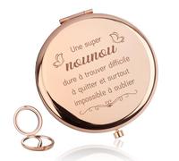 LmashRbaiw Cadeau Nounou,Cadeau Nounou Noel,Miroir de Poche Personnalisé de Couleur Or Rose,Cadeau Nounou Original,Cadeau Nounou Fin de Contrat,Cadeau pour Nounou,Cadeau Nounou Fin D'année Femmes