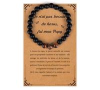 LmashRbaiw Pierre Naturelle Bracelet Homme Cadeau Fete Des Peres Papy Grand Pere Papi Beau Pere,Idee Cadeau Anniversaire Homme pour Papy Papi Personnalisé Saint Valentin Noel