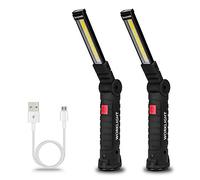 Lmaytech Tool Gifts Lot de 2 lampes de travail LED rechargeables avec base magnétique, rotation à 360°, éclairage polyvalent pour réparations, extérieur, outils de bricolage, ajout de Noël idéal pour