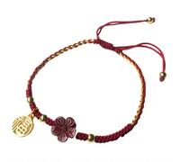 LMCIEZR Bracelet cinabre en corde tressée rouge violet doré sable rouge bracelet fortune bracelet rouge protection cordon rouge bracelet réglable nœud tressé kabbale bracelet avec amulette pour la