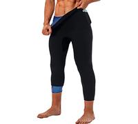 LMCOB Pantalon court de sudation pour homme - Legging de compression thermique - Taille haute - Pour entraînement - Costume de sauna, Doublure bleue, Taille L