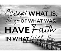 LMDMML Plaque en métal avec inscription « Accept What Is, Let Go Of What Was, Have Faith In What Will Be » - Décoration murale en fer pour intérieur ou extérieur - 30,5 x 20,3 cm