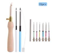 Lmdz-Kit De Broderie À Jolie Çon En Bois,Stylo À Broder,Crochet,Outils De Couture Artisanale,,11 Pièces -11pcs-C