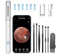LMECHN Otoscope Oreille avec caméra 1080P HD 3,5 mm étanche Nettoyage Oreille avec 6 Lumières LED 7 Pièces Kit Nettoyage Oreille Compatible iOS et Android(Blanc)