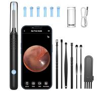 LMECHN Otoscope Oreille Nettoyage Oreille 1080P HD 3,5 mm étanche, Nettoyeur Oreille Camera avec 6 Lumières LED 7 Pièces Kit, Cure Oreille Camera Compatible iOS et Android(Noir)