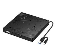 LMEN Lecteur CD DVD Externe avec Port USB3.0 et Type-C, Portable Graveur CD Externes, Plug and Play, CD Lecteur pour PC, Laptop, Desktops, Windows 7/8/10/XP/Vista/Linux et Mac OS