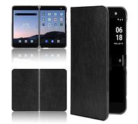 LMFULM® Coque pour Microsoft Surface Duo (8,1 Pouces) Mince PU Cover Étui de Protection PC Dur Housse Arrière Rigide Case Litchi Motif Noir