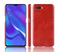 LMFULM® Coque pour Oppo K1 / R15x / RX17 Neo (6,4 Pouces) Mince PU Cover Étui de Protection PC Dur Housse Arrière Rigide Case Litchi Motif Rouge