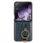 LMFULM® Coque pour Xiaomi Mix Flip (2405CPX3DC) (6,86 Pouces) PU Cover Lanière Poignet Étui de Protection PC Dur Housse Arrière Rigide Case avec Décapsuleur et Support Bleu