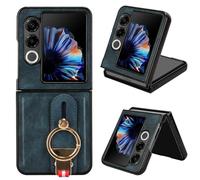 LMFULM® Coque pour ZTE Nubia Flip 2 (A404ZT, NX732J) (6,9 Pouces) PU Cover Lanière Poignet Étui de Protection PC Dur Housse Arrière Rigide Case avec Décapsuleur et Support Bleu