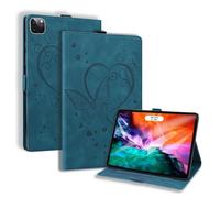 LMFULM® Étui pour Apple iPad Air 11 (M3 2025) (11 Pouces) PU Cuir Poche Cas Flip Coque Protection avec Veille/Sommeil Stand Housse Case Gaufrage Papillon d'amour Bleu