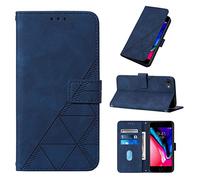 LMFULM® Étui pour Apple iPhone 6 / 6s / 7/8 / SE 2020 (4,7 Pouces) PU Magnétique Pochette Cuir Housse Triangle Impression Rabattable Case Stent Fonction Cover Bleu