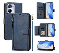 LMFULM® Étui pour Blackview Oscal Modern 8/ Color 8 (6,75 Pouces) PU Cuir Housse Fermeture Eclair Portefeuille avec Support Magnétique Coque Lanière Multi-Fente Concevoir Étui Bleu