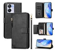 LMFULM® Étui pour Blackview Oscal Modern 8/ Color 8 (6,75 Pouces) PU Cuir Housse Fermeture Eclair Portefeuille avec Support Magnétique Coque Lanière Multi-Fente Concevoir Étui Noir