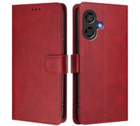 LMFULM® Étui pour Coolpad Cool 40i (6,56 Pouces) PU Cuir Couverture Portefeuille Coque Fermeture Magnétique Flip Case Support Protection Housse Rouge