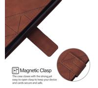 LMFULM® Étui pour Cubot P50 (6,22 Pouces) PU Magnétique Cuir Pochette Triangle Impression Support Protection Housse Rabattable Marron