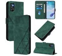 LMFULM® Étui pour Cubot P50 (6,22 Pouces) PU Magnétique Cuir Pochette Triangle Impression Support Protection Housse Rabattable Vert
