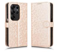 LMFULM® Étui pour Doogee Note 56X/ Note 56X Pro (6,56 Pouces) PU Cuir Couverture Portefeuille Coque Fermeture Magnétique Support Protection Housse À Pois Textures Or