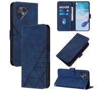 LMFULM® Étui pour Fairphone 5 (5th Gen) (6,46 Pouces) PU Magnétique Cuir Pochette Triangle Impression Support Protection Housse Rabattable Bleu