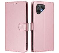 LMFULM® Étui pour Fairphone 5 (6,46 Pouces) PU Cuir Couverture Portefeuille Coque Fermeture Magnétique Flip Case Support Protection Housse Or Rose