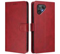 LMFULM® Étui pour Fairphone 5 (6,46 Pouces) PU Cuir Couverture Portefeuille Coque Fermeture Magnétique Flip Case Support Protection Housse Rouge
