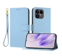 LMFULM® Étui pour Fairphone 6 (6th Gen) (6,31 Pouces) PU Cuir Magnétique Portefeuille Pochette Rabattable Litchi Impression Support Lanière Protection Housse Bleu