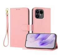 LMFULM® Étui pour Fairphone 6 (6th Gen) (6,31 Pouces) PU Cuir Magnétique Portefeuille Pochette Rabattable Litchi Impression Support Lanière Protection Housse Rose